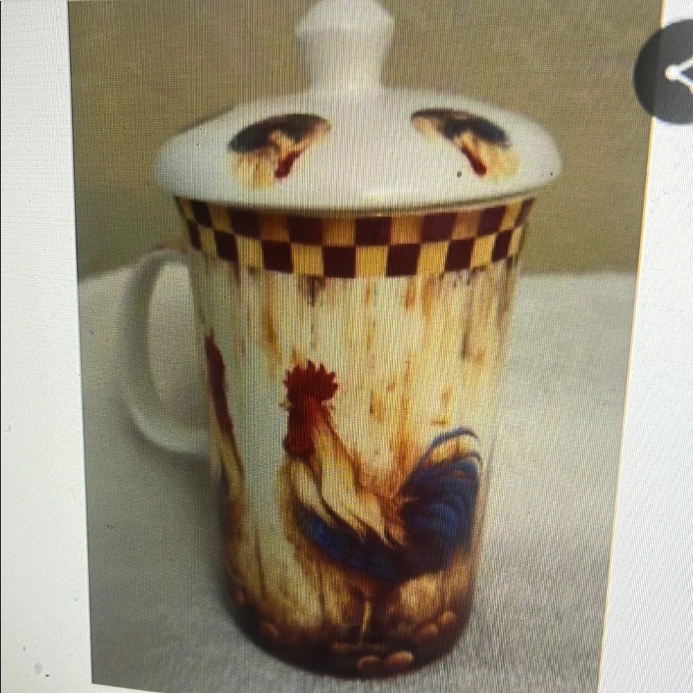 Rooster Themed Ceramic Mug with Lid